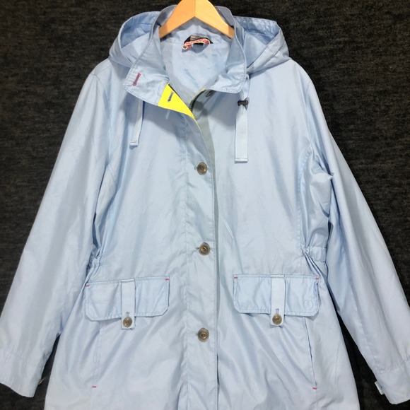 Lands' End Raincoat‎ Hooded Lightweight Spring Jacket Baby Blue Coat - Picture 1 of 7